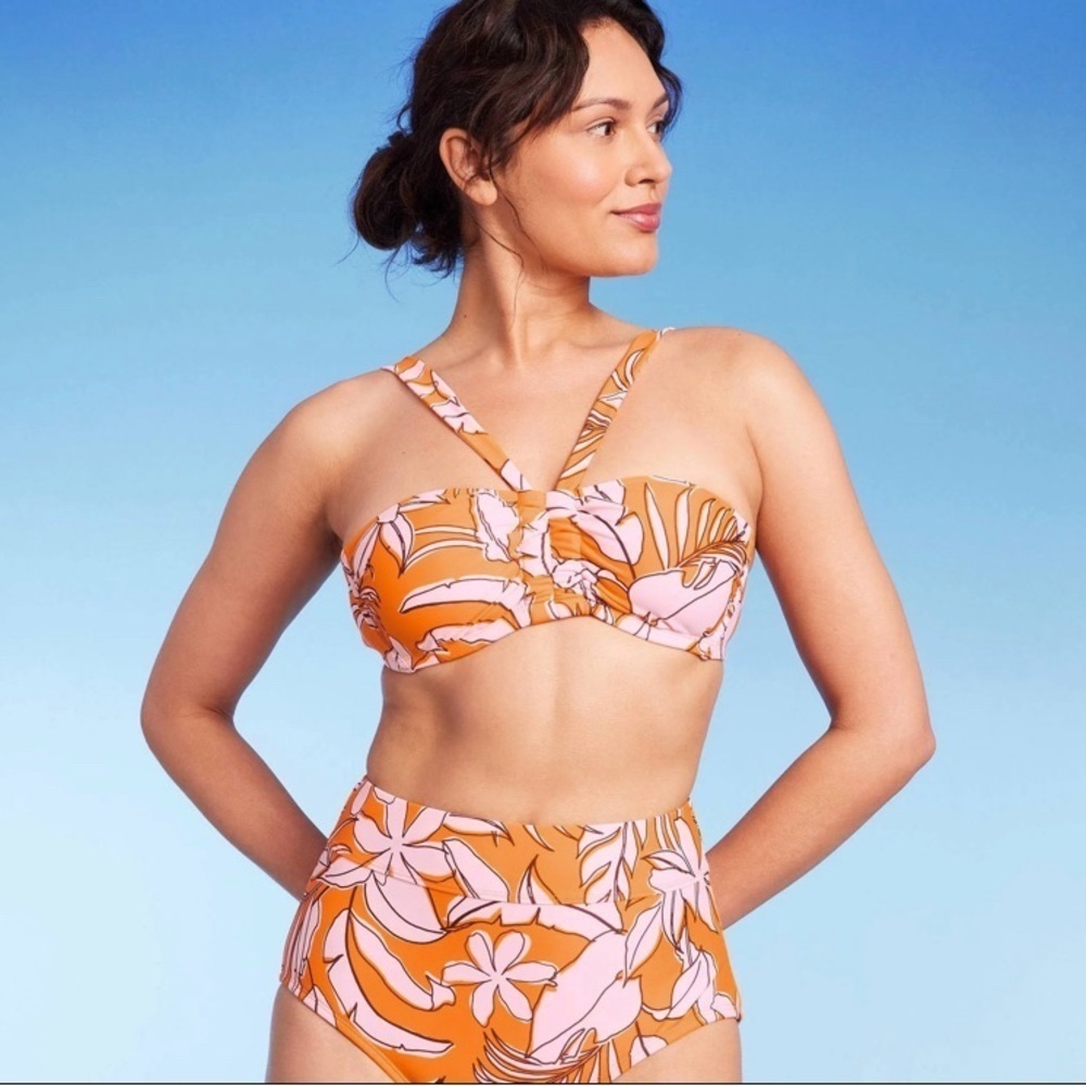 Women’s tropical print tummy control bikini set
